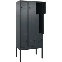 C+P Z-Spind Classic PLUS, Gestell, 6 Abteile, HxBxT 212x90x50cm, Sicherheitsdrehriegel, Anthrazit von PROREGAL