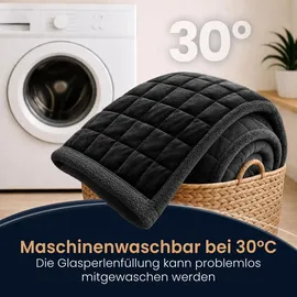 eloneo Sherpa Fleece Gewichtsdecke 135x200cm 9kg, Oeko-Tex Zertifiziert, Entspannungsdecke & Anti-Stress Therapiedecke, schwere Decke zum Schlafen, schwarz