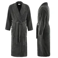 PandaHome Bademantel Damen und Herren aus 100% Baumwolle, Morgenmantel Frottee Kuschel, Saunamantel Warm und Kuschelig, Schnelltrocknend Weich Saugstark Bademäntel 400 g/m2 (Anthrazit-Medium) - M