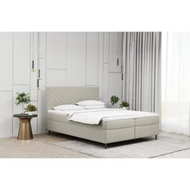 Kaiser Möbel Boxspringbett mit matratze und bettkasten, Schlafbett Vero Ecru 120x200 cm - Kaiser