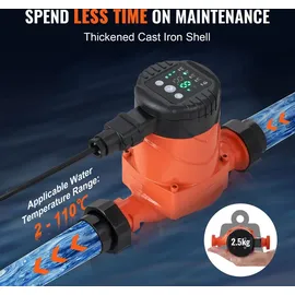Vevor Heizungspumpe 4 m Förderhöhe, Umwälzpumpe, 220 V, 22 W, 50 L/min, hocheffiziente Umwälzpumpe, automatische Wasserumwälzpumpe, 1-1/2 Zoll NPT-Gewinde, EMC Pumpe für Warmwasserbereitersystem