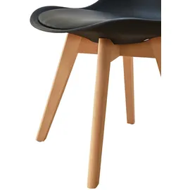 Svita Mats 2er Set Esszimmerstühle Küchenstühle Holz Lehne Kunstleder Schwarz