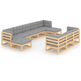 vidaXL Garten-Lounge-Set 10-tlg. natur/grau 3077164