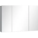 Wandmontierter Badezimmerspiegelschrank, Medizinschrank Mit 3 Türen, Verstellbare Einlegeböden, Grau