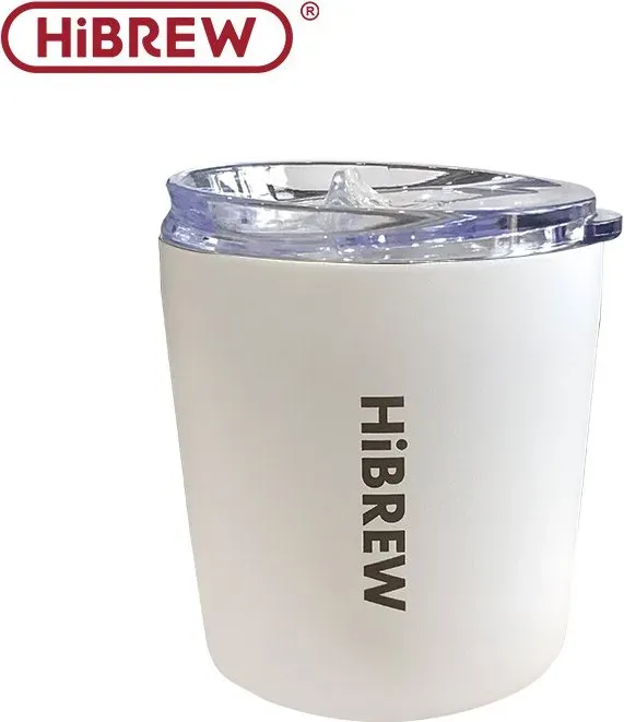 HiBREW 240ml Portable Hanging Ear Style Coffee Thermal Mug Foldable Filter Stainless Steel Double Wall Vacuum Insulated Coffee Cup - White