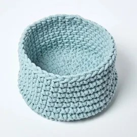Homescapes Aufbewahrungskorb Gestrickt 37 x 37 x 21 cm Hellblau