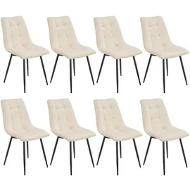 Juskys Esszimmerstuhl Blanca 8er Set mit Samt Beige