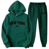 streetwear trainingsanzüge für damen große größen, Jogginganzug Damen Set Herren Trainingsanzug Winter Baggy Buchstaben Druck Zweiteiler mit Kapuze Oversize Streatwear Hausanzug 2-Teilig Kuschelig