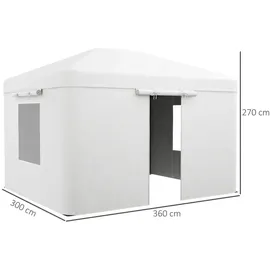 Outsunny Ersatzdach-Set für Garten Pavillondach mit 2 Seitenwänden, Wasserdicht Ersatzbezug für Gartenpavillon, Gartenzelt, Weiß