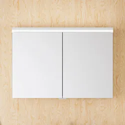 burgbad Lin20 Spiegelschrank mit LED-Beleuchtung, 100 cm, 2 Spiegeltüren, Badmöbel,