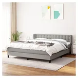 Lattenrost mit Matratze, hellgrau, 180 x 200 cm, Stoff, Plattformbett, mit Lattenhalter, einfache Montage für Schlafzimmer, Erwachsene