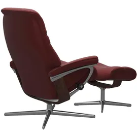 Stressless Relaxsessel STRESSLESS "Sunrise", rot (cherry paloma), B:83cm H:105cm T:74cm, Leder PALOMA: PALOMA ist ein durchgefärbtes Semianilin-Möbelleder mit natürlicher Narbung., Sessel, Relaxsessel, mit Cross Base, Größe S, M & L, Holzakzent Braun