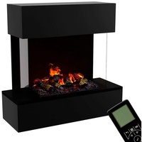 GLOW FIRE Elektrokamin Hölderlin Sims Wasserdampf Kamin, Wandkamin, Elektrischer Kamin, Wasserdampfkamin mit 3D Feuer und Knisterfunktion schwarz