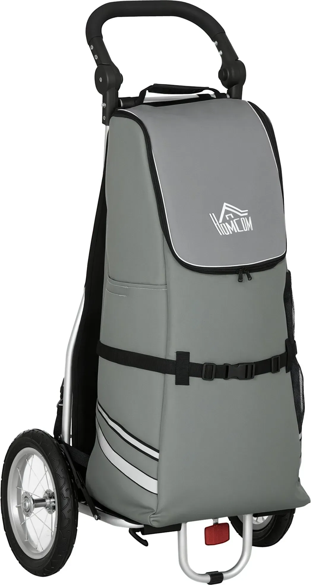 HOMCOM Lastenanhänger & Einkaufstrolley 2 in 1  Für Fahrradanhänger, mit Verbindungsschellen, 24,3kg, 55L, Alu+Oxford, Grau+Silber, 53x43x110cm  Aosom