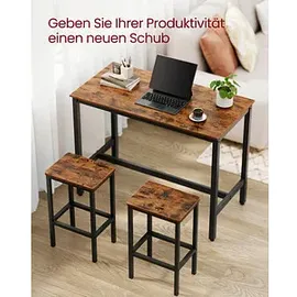 VASAGLE Bartisch-Set, schwarz Holz, Metall, 3-teilig