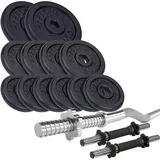 ScSPORTS® Hantel-Set Hanteln Set Kurzhanteln SZ Stange Curlstange Gewichtsset schwarz