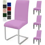 Stuhlhussen 4er Set Stuhlbezüge Moderne Stretch Stuhlhussen Universal Husse Abnehmbare Stuhlbezug Waschbarer Abdeckung Esszimmer Dekoration Spannbezug,für Hotel und Hochzeit Partys(4er Set, Violet)-C