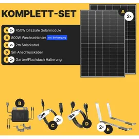 solakon Balkonkraftwerk onLite 800W 5 m Kabel + Gartenhalterung