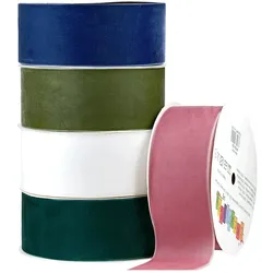 Creativery 50mm Samtband 5m Schleifenband Geschenkband Borten Stoffband Dekoband Eukalyptus