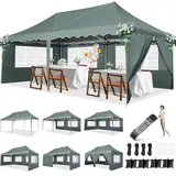 HOTEEL Pavillon 3x6 Faltpavillon 3x6 Wasserdicht Stabil, Partyzelt Faltbar Anti-Uv 50+ Pop Up Gartenpavillon mit 6 Seitenwänden, 4 Sandsäcke, Tasche mit Rollen, für Hochzeiten Partys Markt, Grau