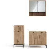 Vicco Badmöbel-Set Eliza, Viking Oak 3 Teile, mit Midischrank