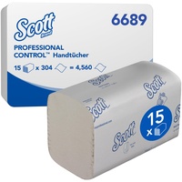 Scott Control Papierhandtücher mit Interfold-Faltung 6689 – Einmal-Papierhandtücher – 15 Packungen x 304 weiße Papierhandtücher (insges. 4.560), Klein