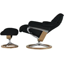 Stressless Relaxsessel Reno Leder 92 x 110 x 80 cm Schwarz mit Hocker
