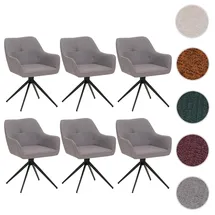 Mendler 6er-Set Esszimmerstuhl HWC-O47 Stoff/Textil hellgrau