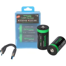 PATONA 2x LR14 Baby C Premium Akkus 3,5Wh mit USB-C und Ladekabel