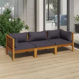 vidaXL 3-Sitzer-Gartensofa 308 x 80 x 66 cm Grau