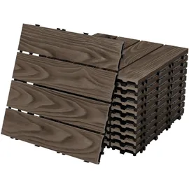 ML-Design WPC Terrassenfliesen Dunkelbraun 30 x 30 cm 44 St.
