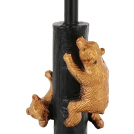 Steinhauer Tischlampe Schreibtischleuchte Nachttischlampe, mit drei Bären, Tierdekor, Metall, schwarz gold, 1x E27 Fassung, DxH 17x22 cm