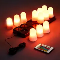 Eirolace LED Teelichter RGB, 12er Pack, Mehrfarbig mit Warmweiß, Magnetische Aufladbare Basis, Fernbedienung, Ladestation, 5x5x25 cm