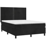 vidaXL Boxspringbett mit Matratze & LED Schwarz 140x200 cm Samt