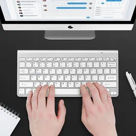 Retoo Tastatur Kabellose Wireless Keyboard mit Tasten, QWERTY Natürliches Tippen, 2,4 GHz, Funkverbindung, Kompatibel mit PC Notebook, Laptop Retoo