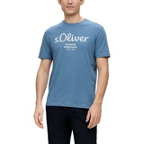 s.Oliver T-Shirt mit Label-Print, Rauchblau, XXL