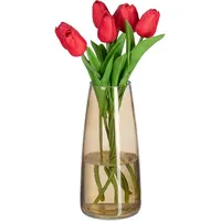 Relaxdays Vase, Glasvase für Blumen, Tischvase aus Glas, hohe
