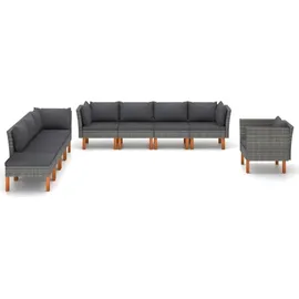vidaXL Garten-Lounge-Set 9-tlg. grau
