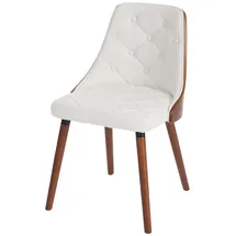 Mendler 2er-Set Esszimmerstuhl HWC-A75, Besucherstuhl Küchenstuhl, Walnuss-Optik Bugholz ~ Kunstleder weiß