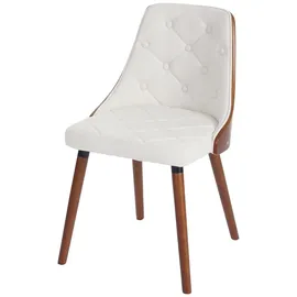 Mendler 2er-Set Esszimmerstuhl HWC-A75, Besucherstuhl Küchenstuhl, Walnuss-Optik Bugholz ~ Kunstleder weiß