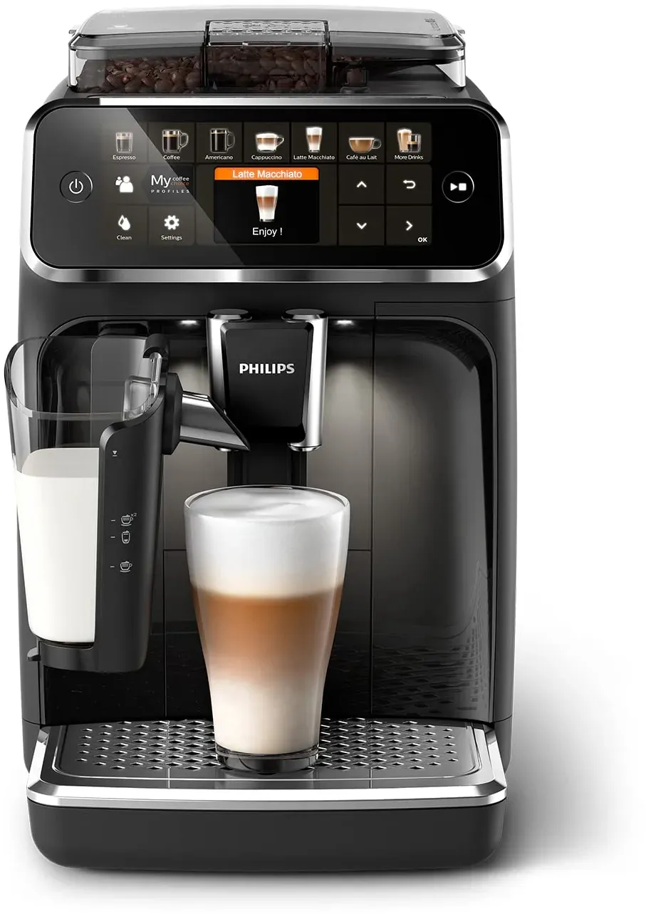 Philips Series 5400 Kaffeevollautomat – LatteGo Milchsystem, 12 Kaffeespezialitäten, Intuitives Display, 4 Benutzerprofile, Schwarz (EP5441/50)