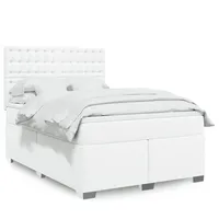VidaXL Boxspringbett mit Matratze Weiß 140x200 cm Kunstleder