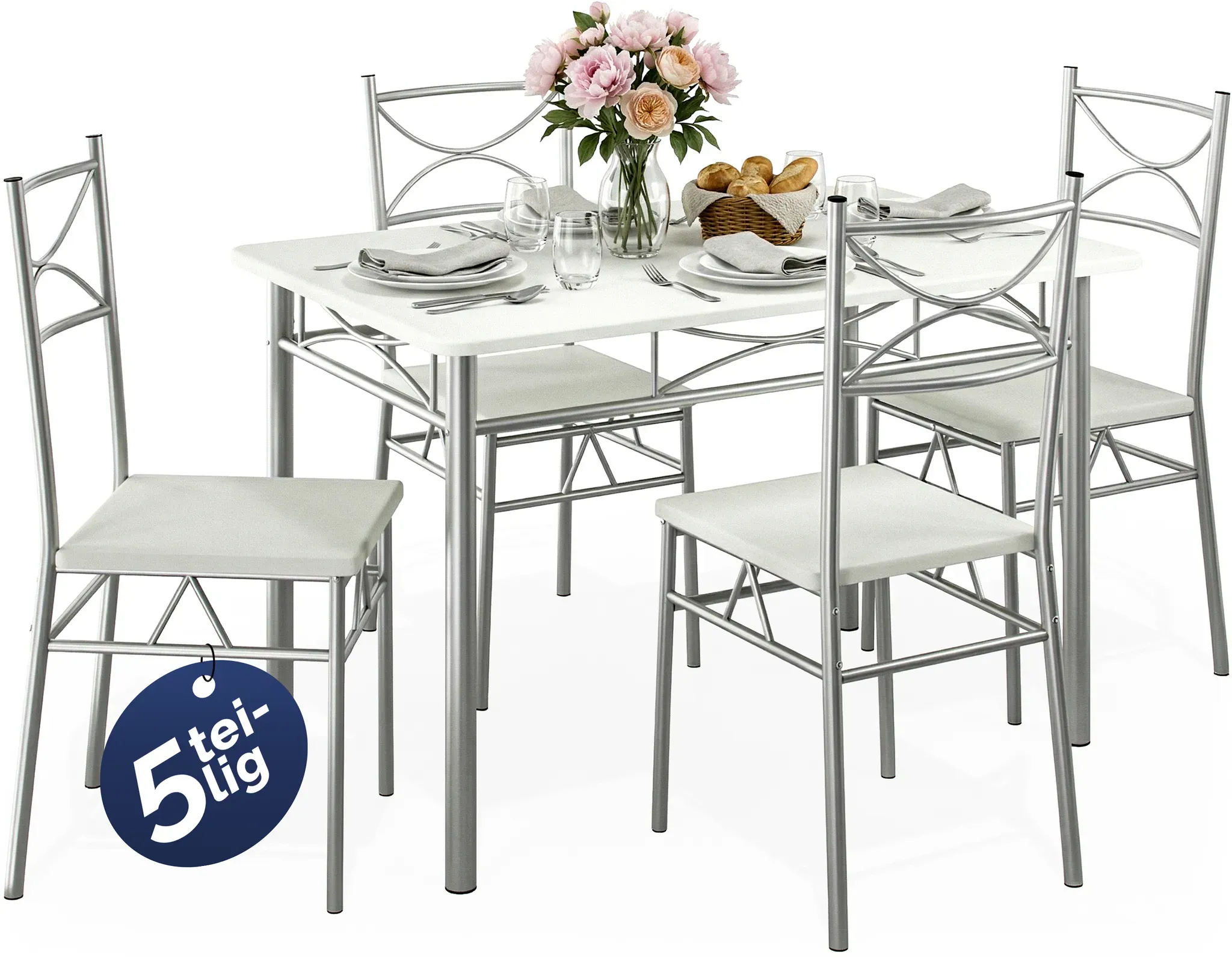 Dining Set Paul 5Pcs White