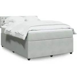 vidaXL Boxspringbett mit Matratze Hellgrau 140x200 cm Samt