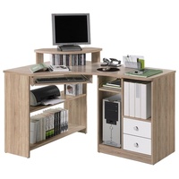 Eck-Schreibtisch Bürotisch Computertisch Winkelschreibtisch Büromöbel "Marcel I" Sonoma-Eiche/Weiß