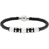Bruno Banani Lederarmband "Schmuck", schwarz (edelstahlfarben, schwarz), Armbänder, Damen, 21cm, Edelstahl Leder, Edelstahl, Leder, Lederarmband