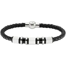 Bruno Banani Lederarmband "Schmuck", schwarz (edelstahlfarben, schwarz), Armbänder, Damen, 21cm, Edelstahl Leder, Edelstahl, Leder, Lederarmband