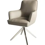 DeLife Heira-Flex mit Armlehnen Kreuzgestell breit Edelstahl 360° drehbar Taschenfederkern,