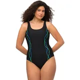 Ulla Popken Damen Badeanzug Pipings Unterbrustband Vorderfutter schwarz 50 EU