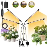 Niello 4Kopf Pflanzenlampe LED, USB Pflanzenlicht, Vollspektrum Grow Lampe, Pflanzenleuchte Wachsen licht für Zimmerpflanzen mit Zeitschaltuhr 3/9/12H, 3 Modi & 10 Dimmstufen Wachstumslampe.